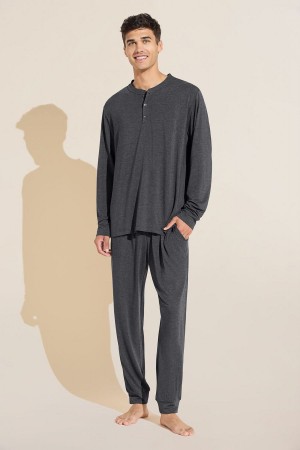 Men Eberjey Henry TENCEL™ Modal Long PJ Set Pajamas Grey | AJP4129TY