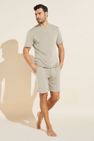 Men Eberjey Henry TENCEL™ Modal Short PJ Set Pajamas Beige | CZF2375RZ