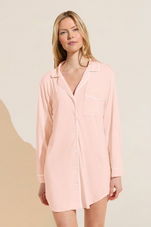 Women Eberjey Gisele TENCEL™ Modal Sleepshirt Pajamas Pink White | ELC2765JD