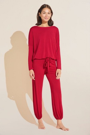 Women Eberjey Gisele TENCEL™ Modal Slouchy Set Pajamas Red | IYR637BM