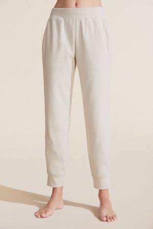 Women Eberjey Luxe Sweats Jogger Sweatpants White | EZV10013AG