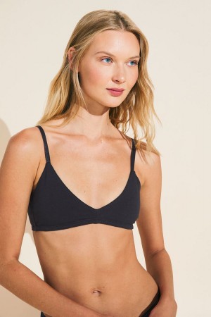 Women Eberjey Pima Stretch Cotton Bralettes Black | FYN6715VN