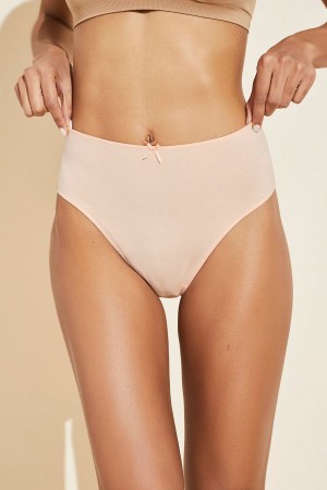 Women Eberjey Pima Stretch Cotton Highwaist Briefs Beige | HNO6371RF