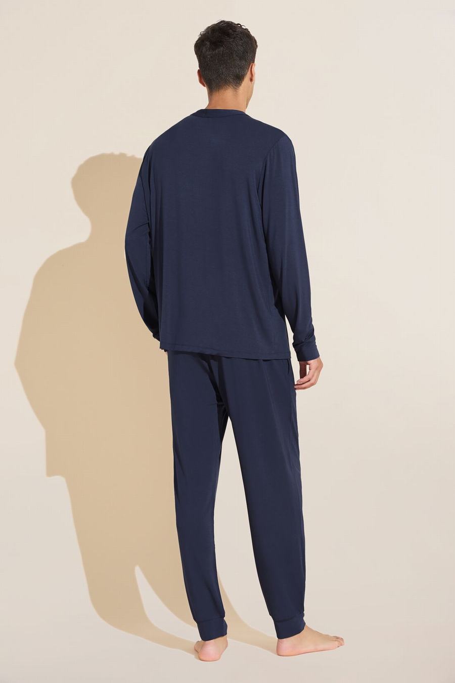 Men Eberjey Henry TENCEL™ Modal Long PJ Set Pajamas Navy | DLD3151UT