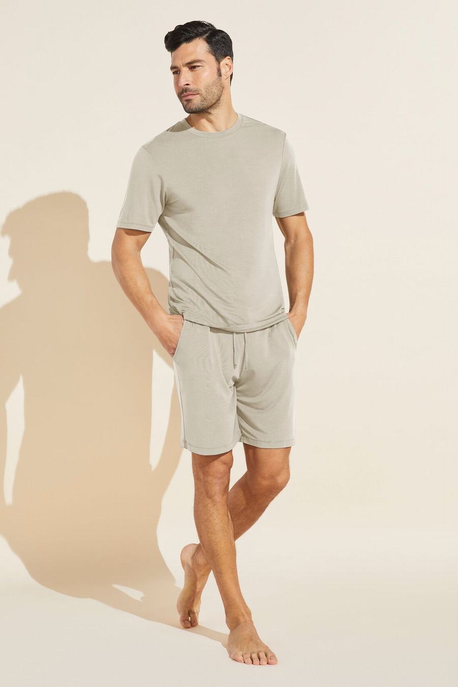 Men Eberjey Henry TENCEL™ Modal Short PJ Set Pajamas Beige | CZF2375RZ