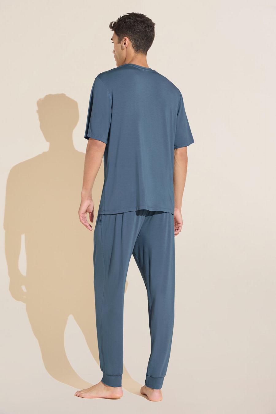 Men Eberjey Henry TENCEL™ Modal Short Sleeve & Pant PJ Set Pajamas Blue | RAH2284FF