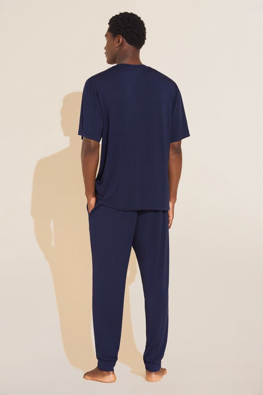 Men Eberjey Henry TENCEL™ Modal Short Sleeve & Pant PJ Set Pajamas Navy | WNS1339IL