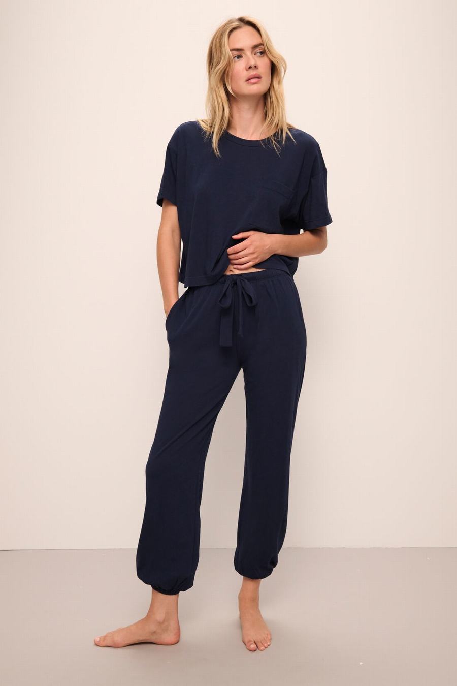 Women Eberjey Aloe Cotton Pants Navy | QAJ2713VR