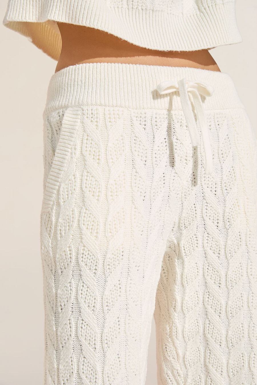 Women Eberjey Cable Knit Recycled Sweater Straight Leg Pants White | AXM9116XI