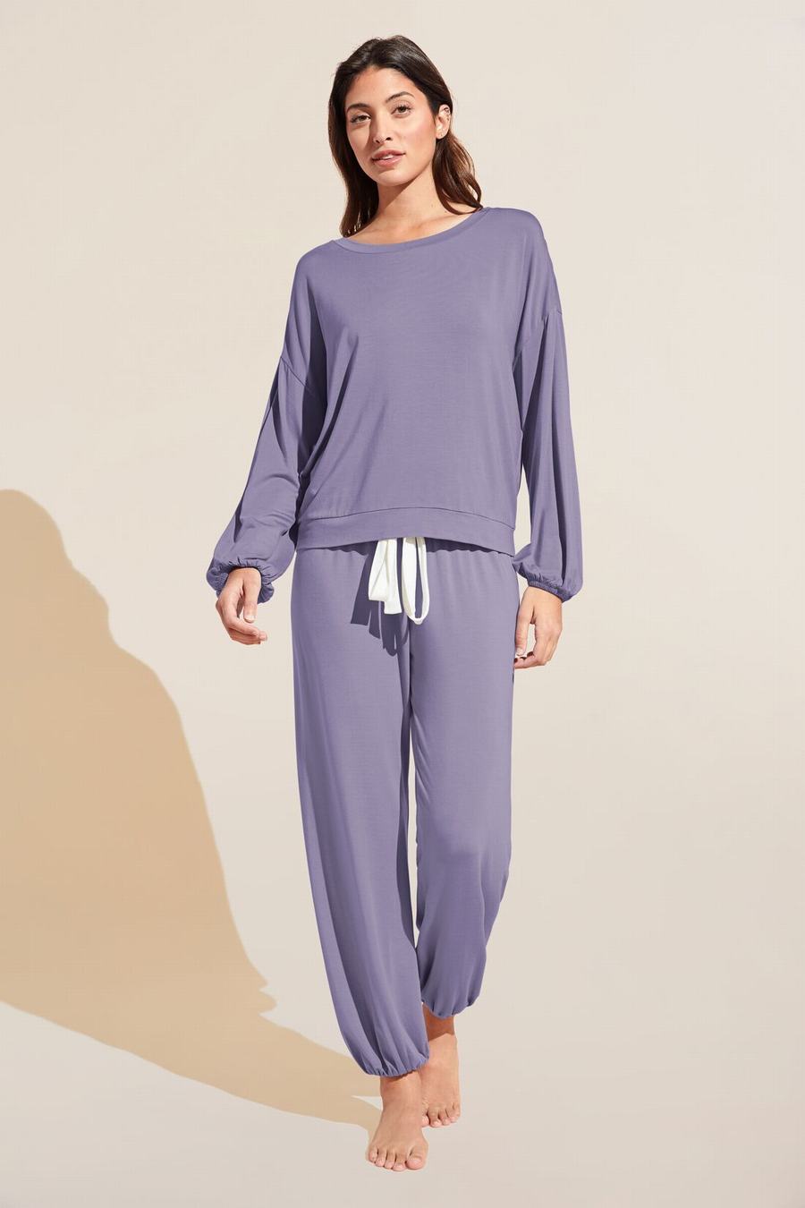 Women Eberjey Gisele TENCEL™ Modal Effortless PJ Set Pajamas Purple White | HRT2094PI