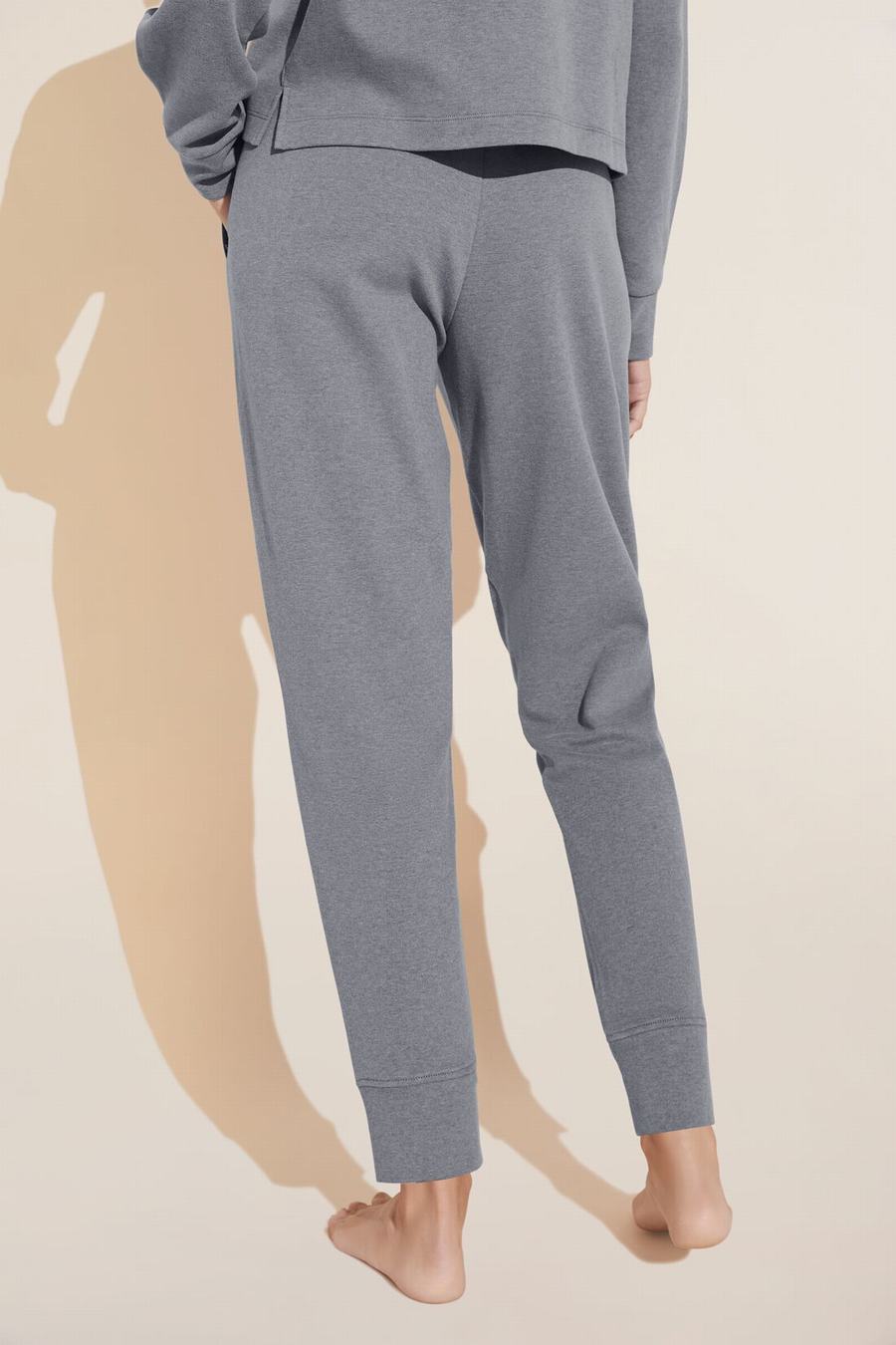 Women Eberjey Luxe Sweats Jogger Sweatpants Dark Grey | VMK4243JZ