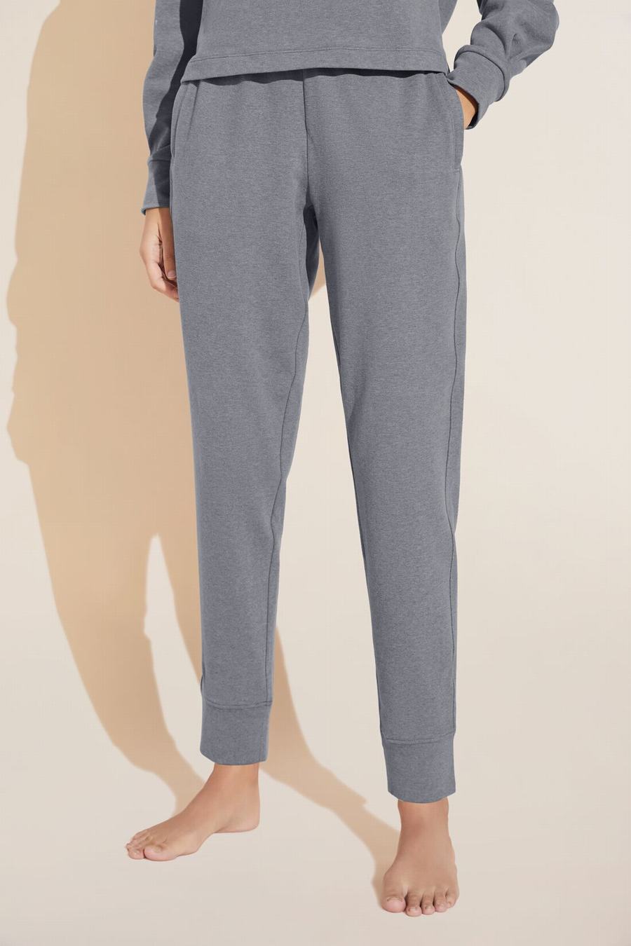 Women Eberjey Luxe Sweats Jogger Sweatpants Dark Grey | VMK4243JZ