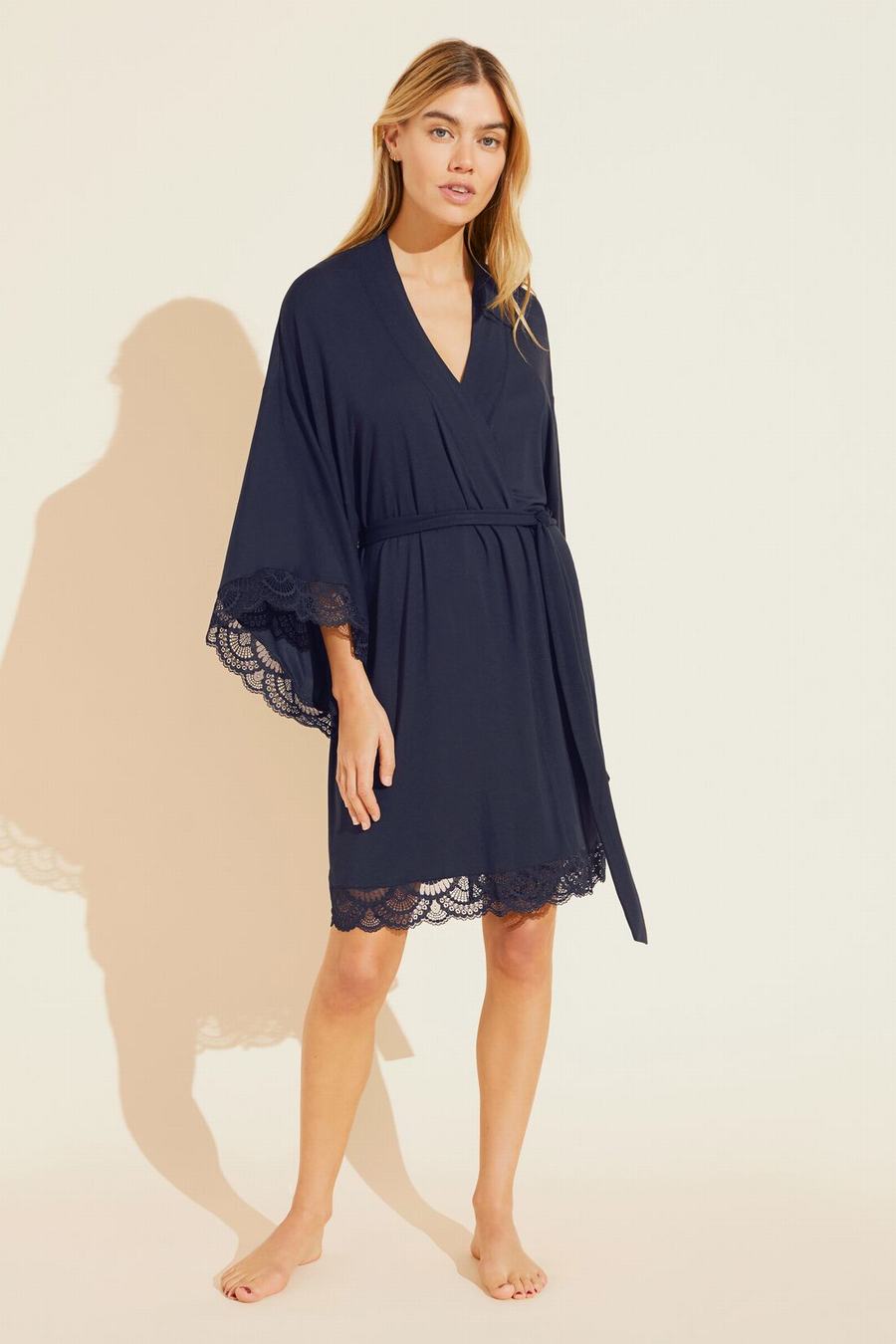 Women Eberjey Mariana TENCEL™ Modal Robe Navy | WOJ5735AJ