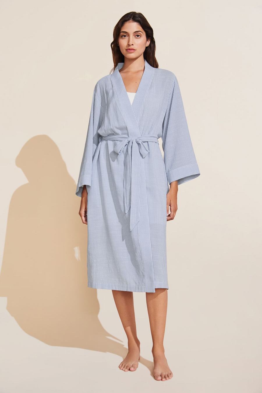 Women Eberjey Nautico Midi Robe Blue | QLK7226MZ