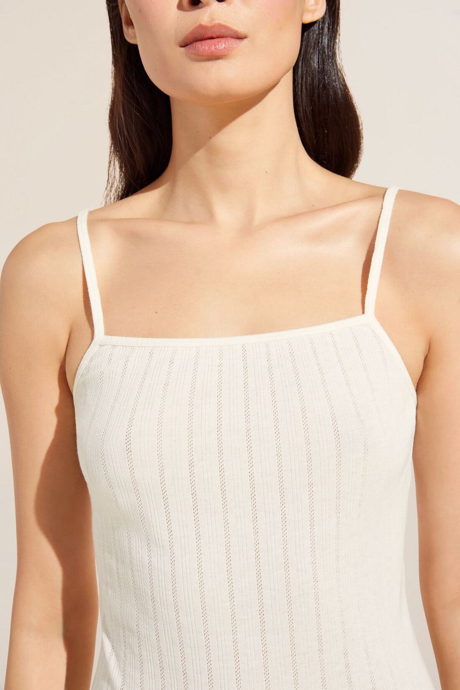 Women Eberjey Pointelle Cami Tank Top White | LPT4568TD