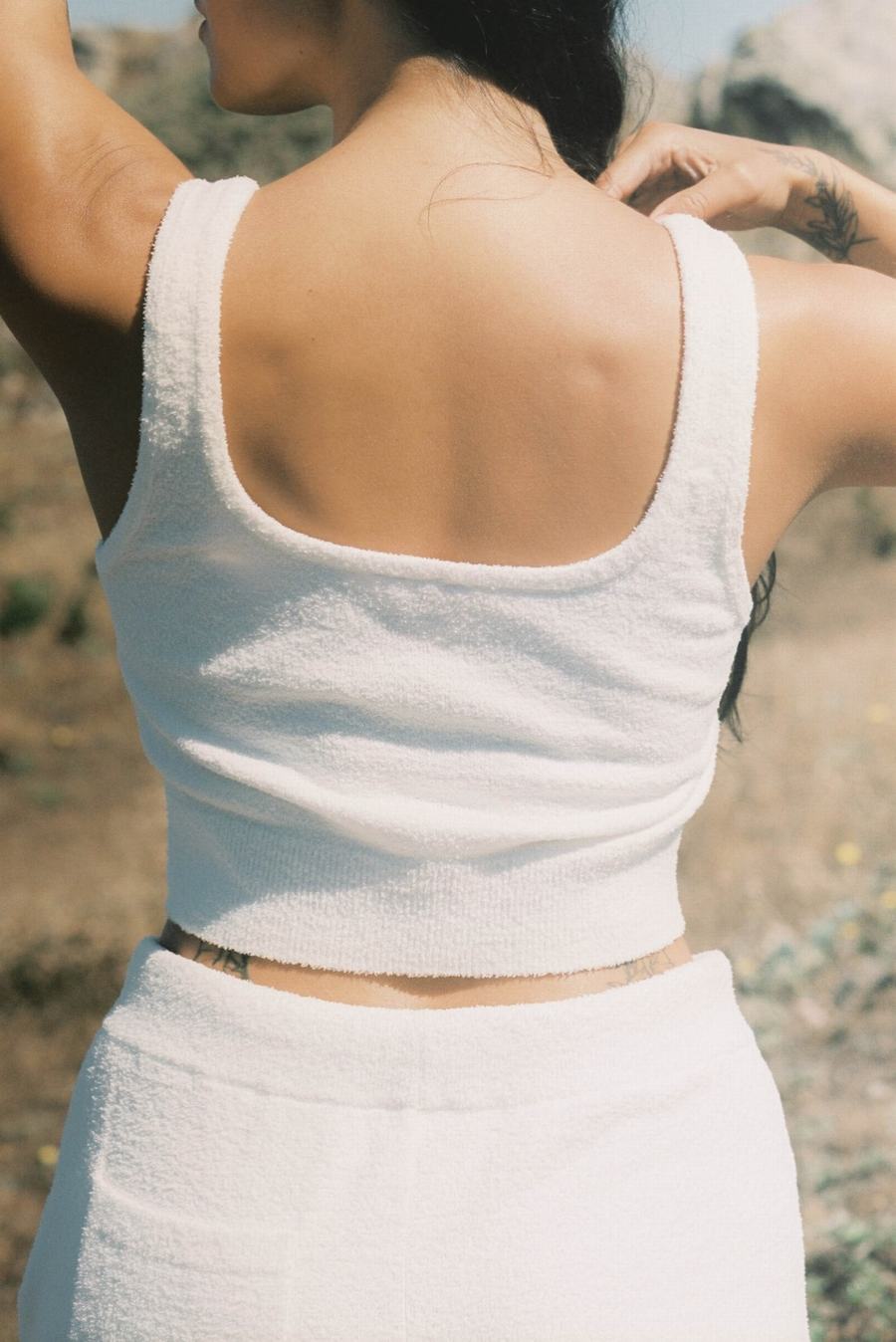 Women Eberjey Recycled Boucle Cropped Tank Top White | HHU5524ET