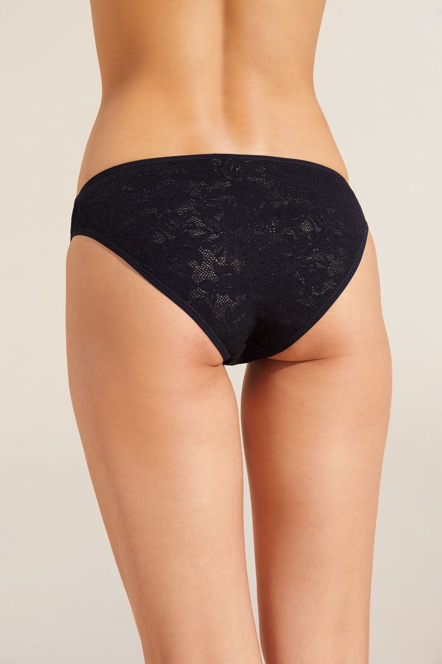 Women Eberjey Soft Stretch Recycled Lace High Leg Briefs Black | AVO7066ZW