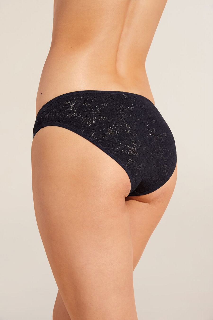 Women Eberjey Soft Stretch Recycled Lace High Leg Briefs Black | AVO7066ZW